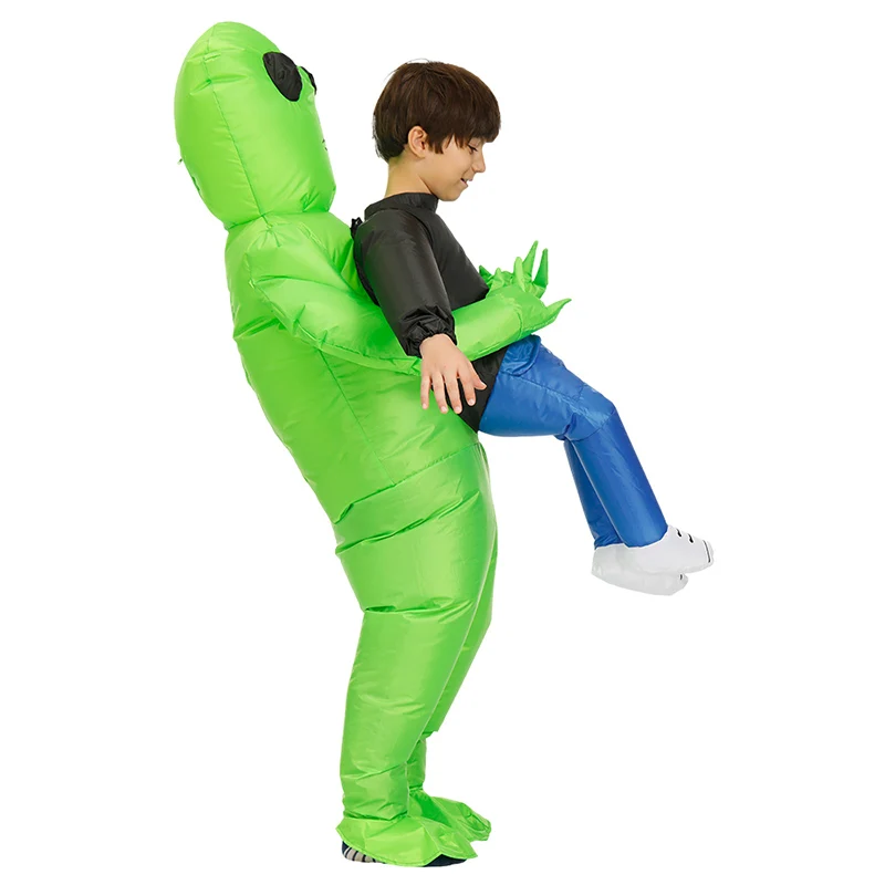 Green Alien Carrying Human Costume Inflatable Funny Blow Up Suit Cosplay for Party XIN-Shipping |