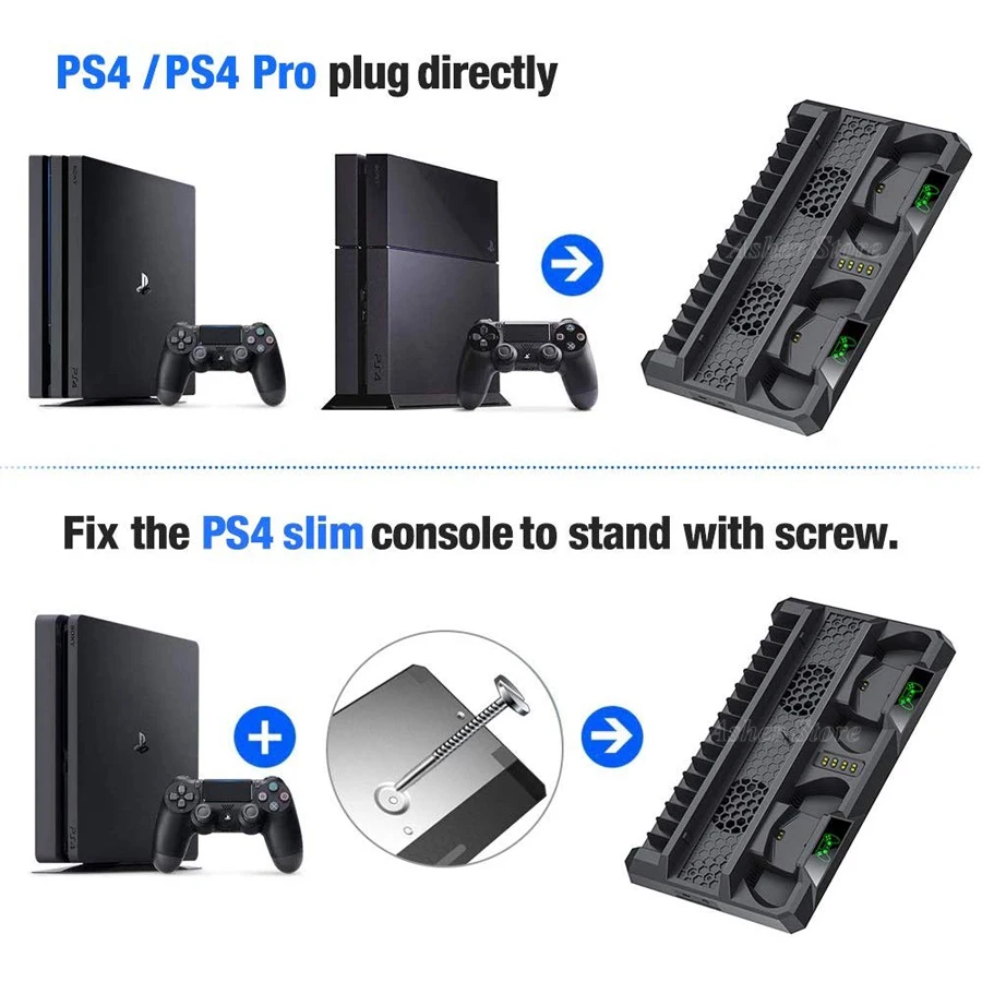 Вертикальная подставка для PS4/Slim/Pro 2 контроллера зарядное устройство охлаждающих