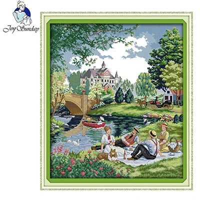 Приозерный пейзаж серия сделай сам Набор для вышивки крестиком 11CT 14CT DMC на холсте