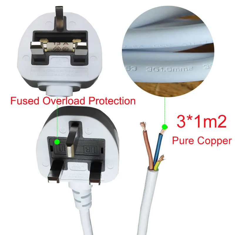 

Power Strip Surge Protection UK Plug 4/5/6 Way Outlets 13A Electrical Extension Sockets Independent Control Switches 2m Cord