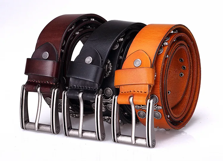 Free Shipping,New Brand punk cow leather skull buckle belt.genuine leather fashion vintage rivet belts skeleton motorbiker
