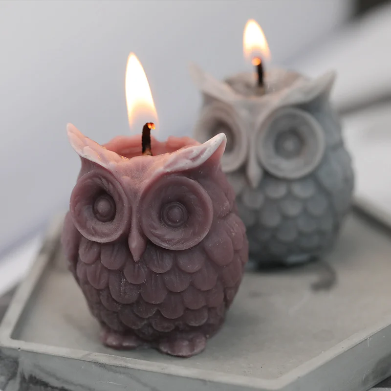 

BT0011 BEAUTY 50% half Diy Mini Wax Owl Sculpture Decoration Mould 3D Animal Silicone Candle Molds For Candle Making