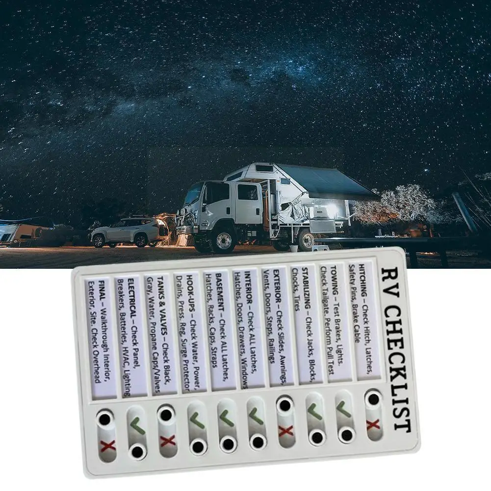 

RV Checklist RV Enthusiast Needs To Help Set-up And RV Check Breakdown Their Campsite Memo Board List Plastic J9W7