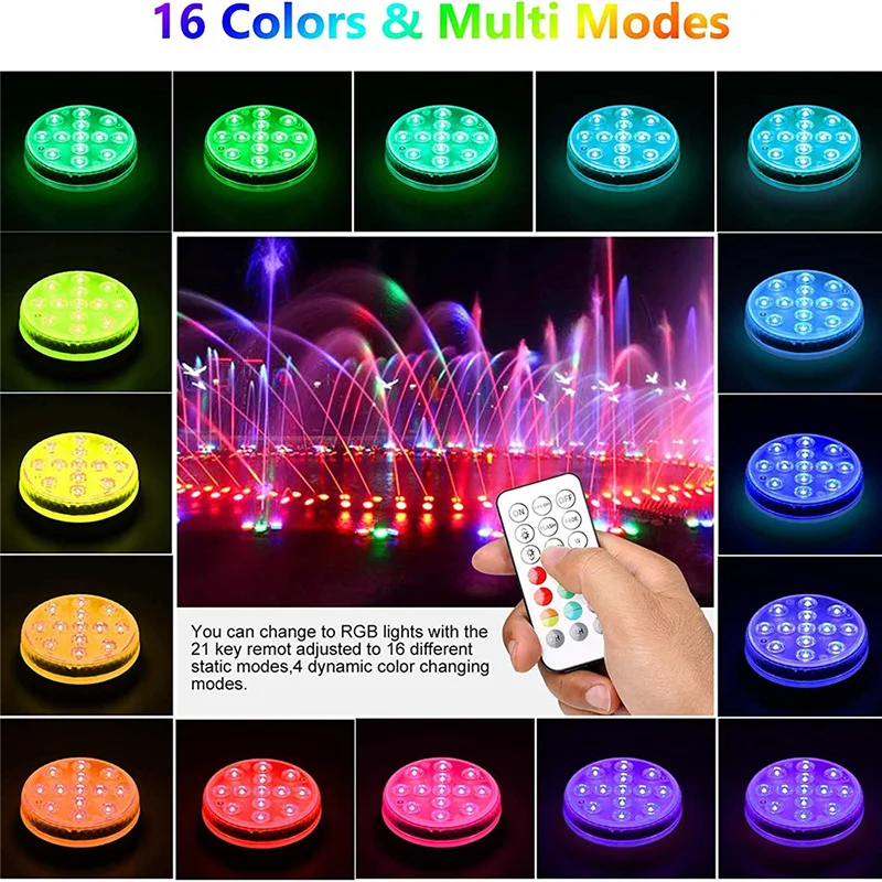 Фсветильник подводный аккумуляторный 13 светодиодов IP68 RGB | Освещение