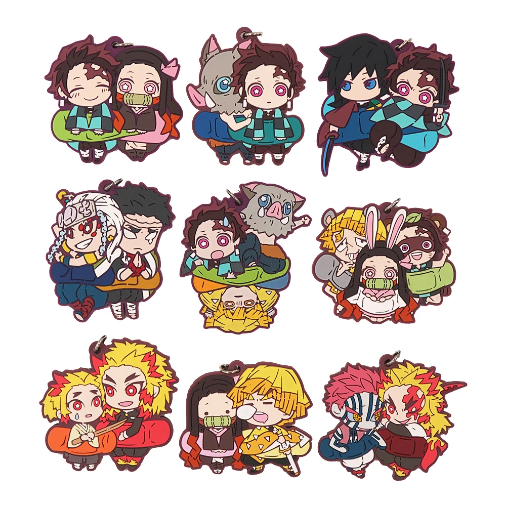 

Demon Slayer Kimetsu no Yaiba Anime Kamado Tanjirou Nezuko Agatsuma Zenitsu Rengoku Kyoujurou Rubber Keychain