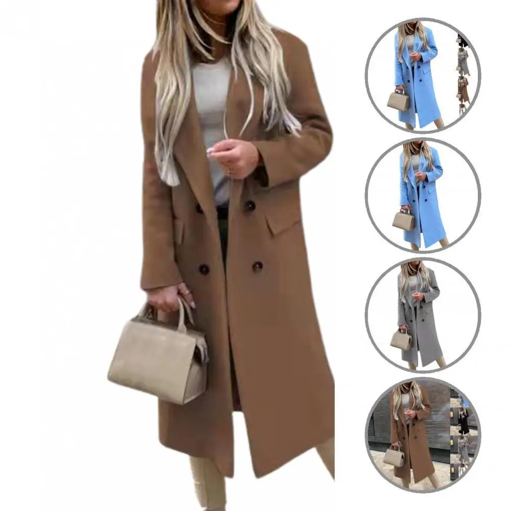 

Winter Overcoat Streetwear Office Lady Overcoat Autumn Winter Warm Casual Solid Color Suit Collar Oversize Coat