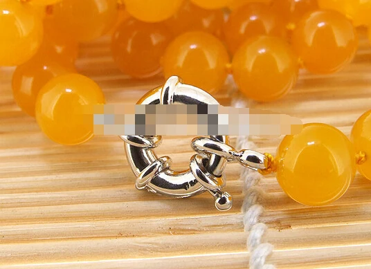 +++ 00427 50&quot Round10mm Yellow Jade Necklace Knotted Lariat Fashion Bead | Украшения и аксессуары