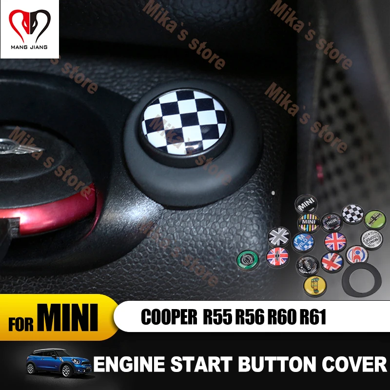 2 шт. кнопка запуска двигателя автомобиля крышка для Mini Cooper R56 R60 R61 земляк автомобиль-Стайлинг Аксессуары Кнопка питания металлическая наклейка