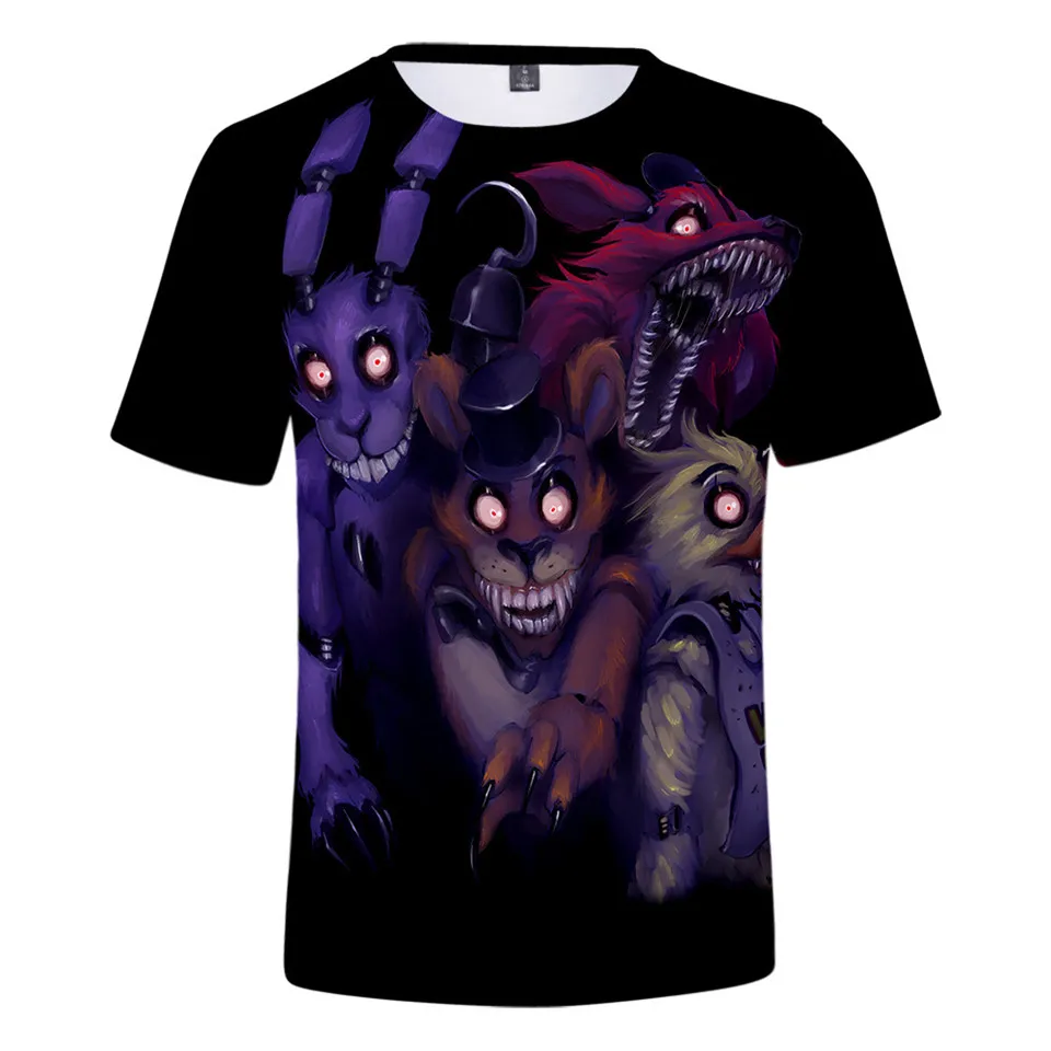 Fnaf/футболка с 3D принтом Новинка года, футболка FNAF для мальчиков летняя уличная футболка s Five Nights at Freddy's топы с аниме, мужская одежда