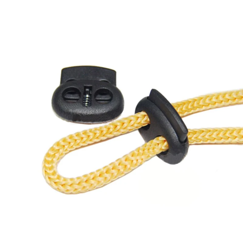 10pcs 5.5mm Hole Plastic Stopper Cord Lock Clip Apparel Shoelace Bag Accessories Black Solid Color Replacement 2020 | Багаж и сумки