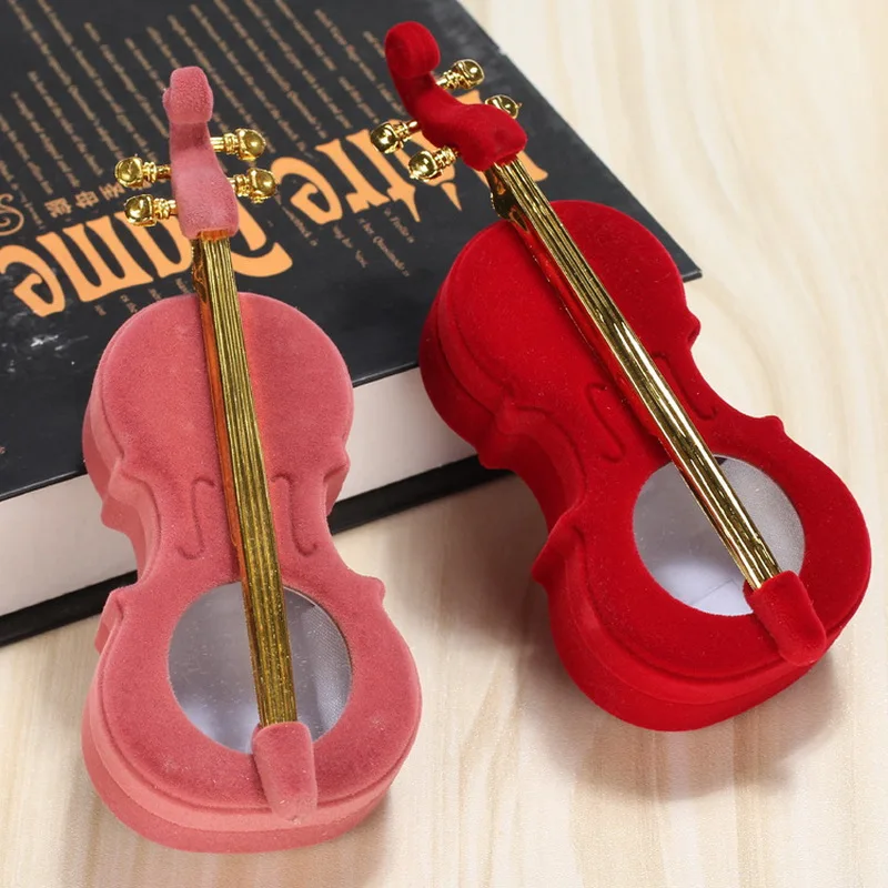 Шкатулка для украшений бархатная в форме скрипки пианино свадебная коробка