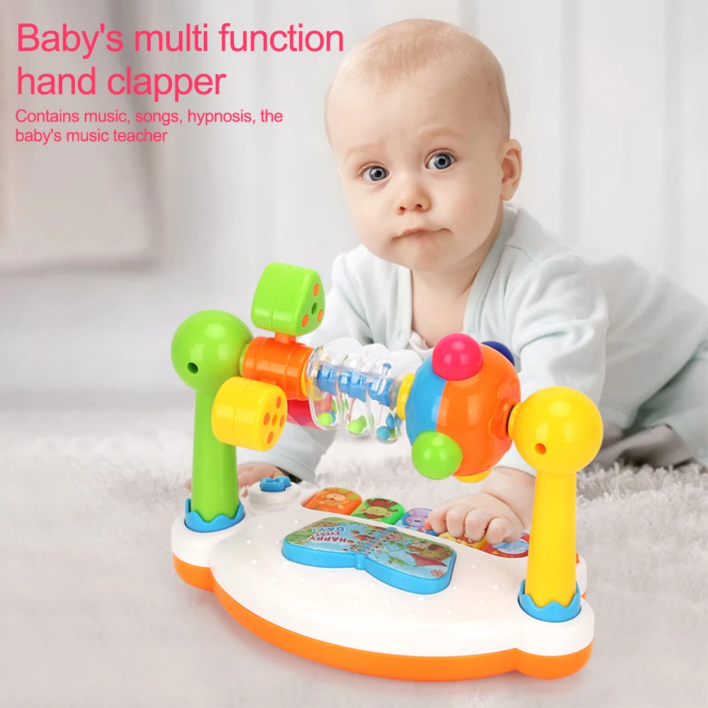 

Многофункциональная музыкальная обучающая игрушка, подарок для раннего развития животных, игрушечный электронный орган, вращающаяся игру...