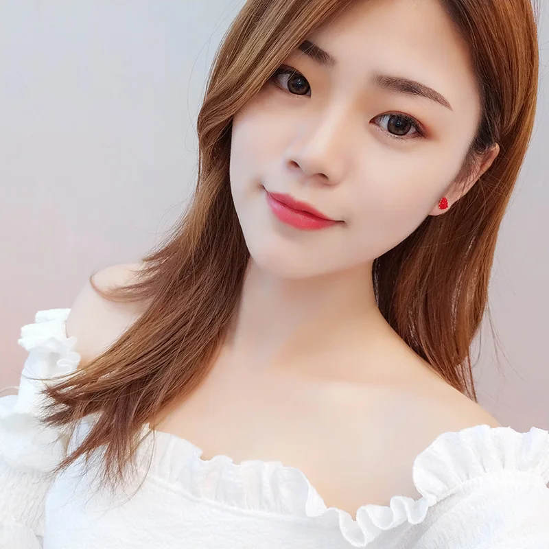 Новая Корейская версия красное сердце и длинные висячие Стразы ассиметричные