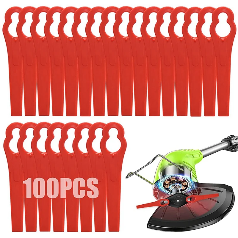 

100 Pcs Plastic Grass Trimmer Blades, Cordless Strimmer Blades 83 mm Lawn Mower Cutting Blades Garden Mower Replacement