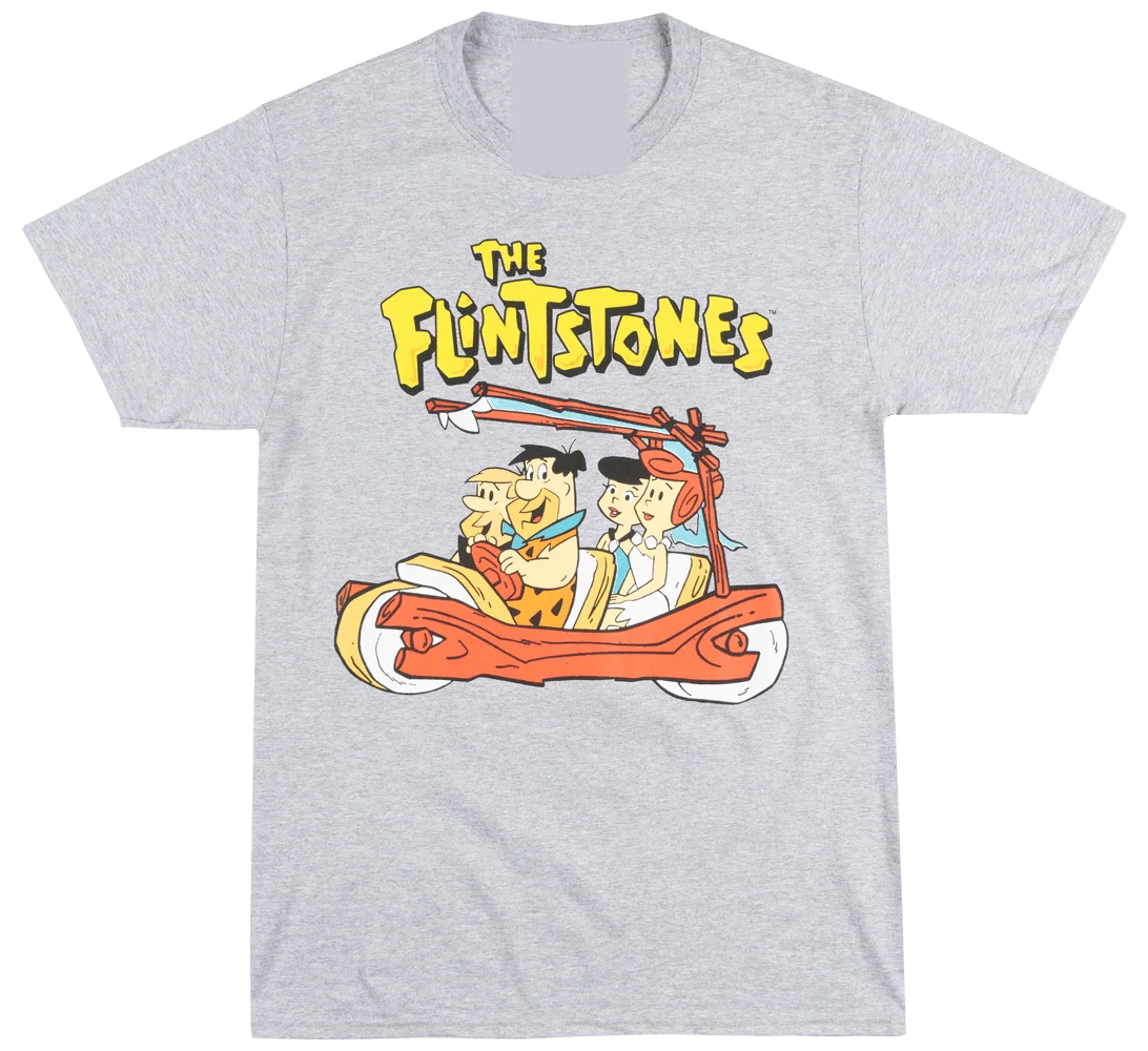 Футболка с надписью Flintstones серая Винтажная футболка героями мультфильмов Hanna Barbera