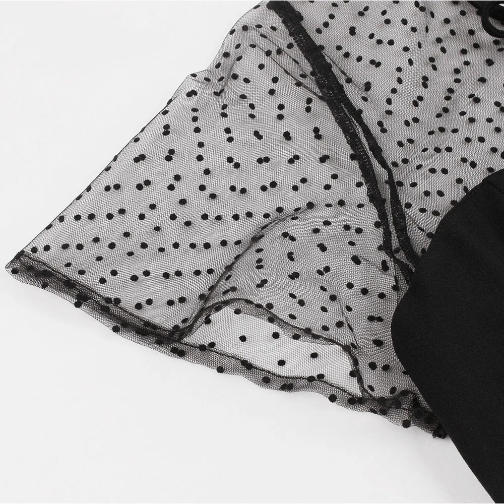 

Sexy vintage Black see through polka dot mesh summer Lolita dress women casual party bodycon dress evening prom dresses vestidos