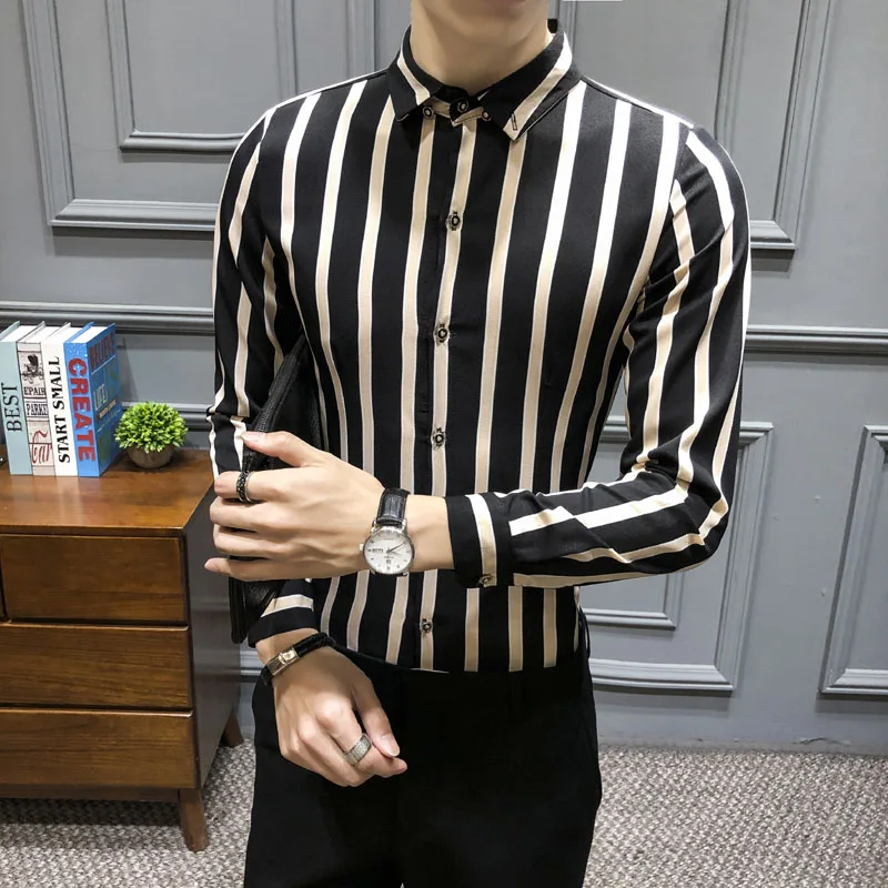 Корейская уличная мода Мужская Повседневная рубашка приталенная мужская