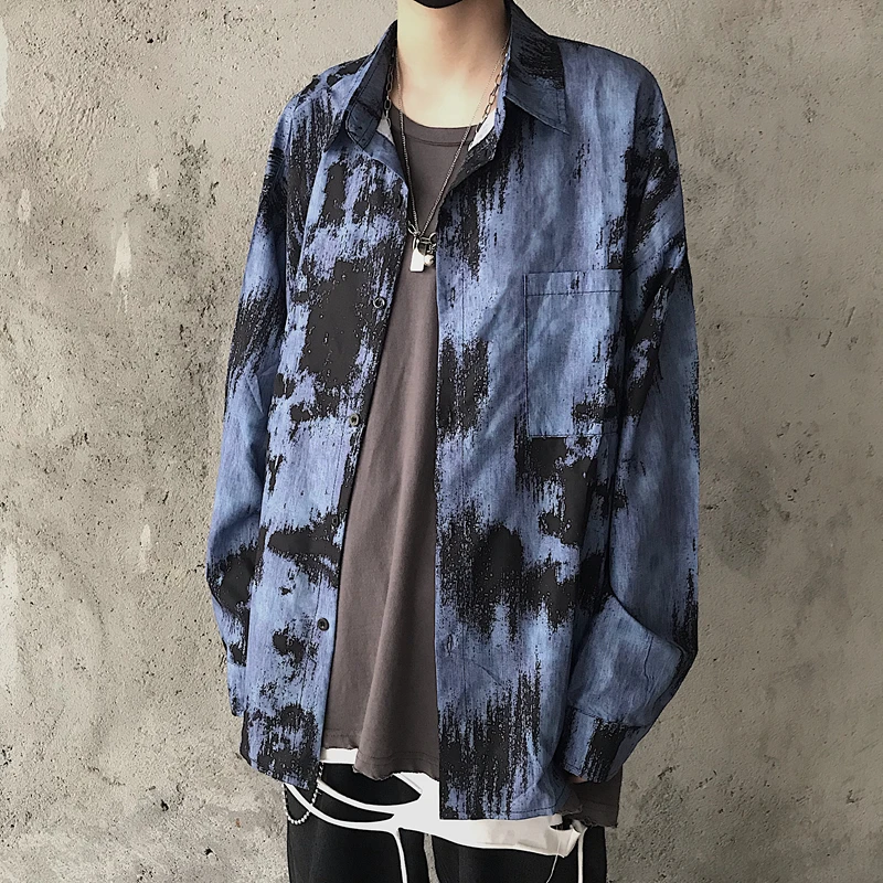 EWQ/2020 Весенняя новая мужская одежда индивидуальная окрашенная рубашка с длинными