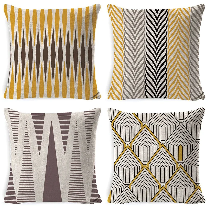 

45X45cm Striped Pillowcase Geometric Throw Cushion Pillow Cover Printing Cushion Pillow Case For Bedroom Office-ABUX