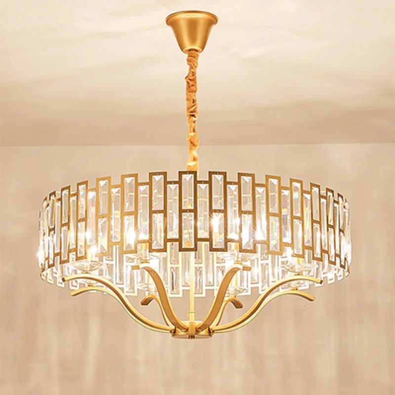 

Postmodern LED luxury K9 crystal chandelier lighting living room Gold hanging lights Nordic bedroom pendant lamp dining fixtures