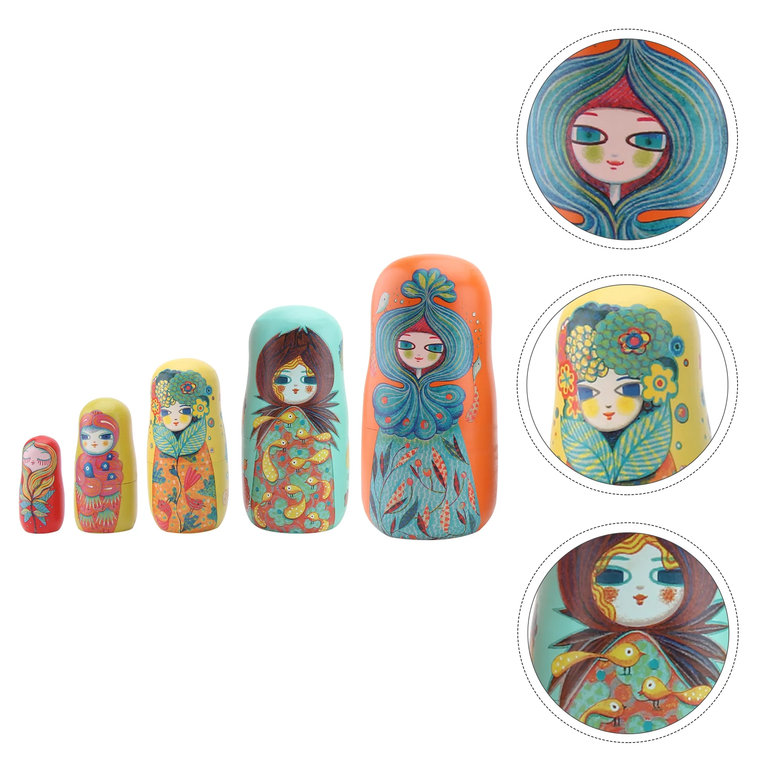 

5Pcs Creative Nesting Doll Doll Home Deaktop Ornaments