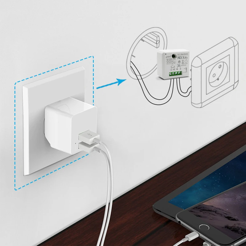 Умный дом WiFi переключатель мини релейный модуль Tuya приложение дистанционное