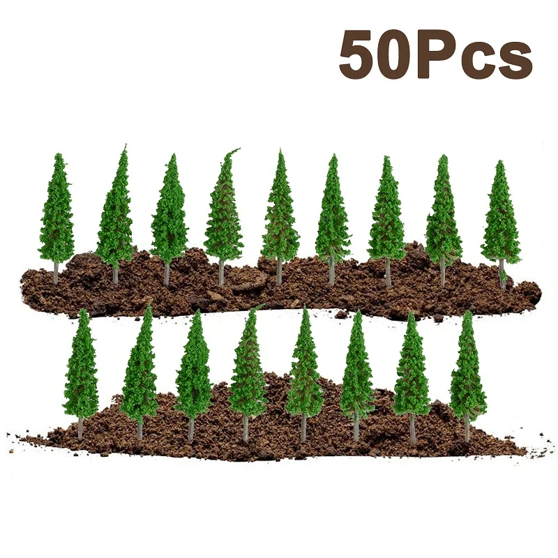 

50Pcs Ho Scale Plastic Miniature Model Trees For Building Trains Railroad Layout Scenery Landscape Accessories