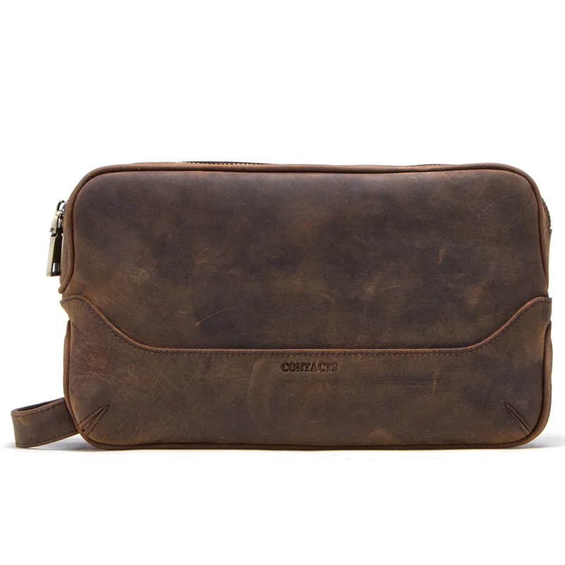 

crazy horse genuine leather men wash bag casual travel cosmetic case vintage cow leather makeup bag handbag toiletry bag 2020