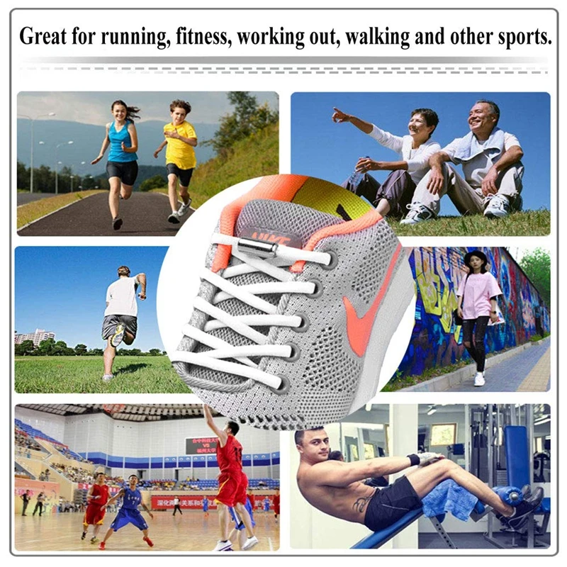 Металлический замок круглые шнурки эластичные быстро без завязок Спортивные