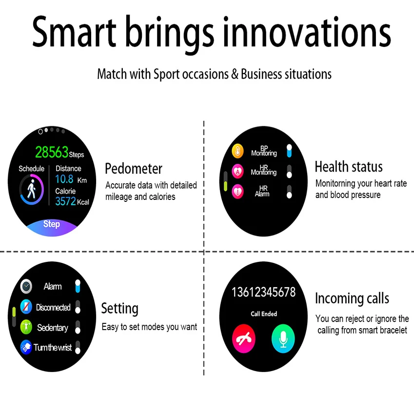 

K7 IP68 Waterproof Smart Watch 1.3" Full Touch Round Screen Heart Rate Sleep Monitor Sport Smartwatch Fitness Tracker