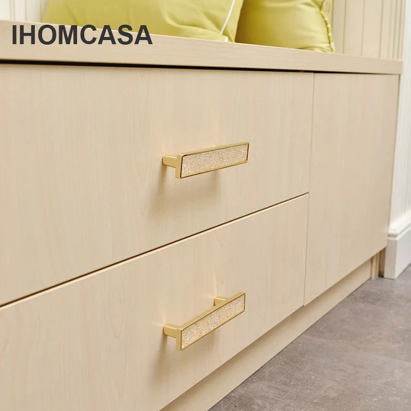 Хрустальные Ручки для ящиков IHOMCASA шкафа кухонного обуви золотой в европейском
