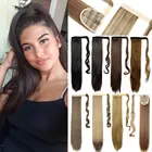 S-noilite 24 дюйма, длинный прямой синтетический конский хвост, запахивающийся вокруг зажима, удлинитель волос в виде конского хвоста, термостойкие шиньоны