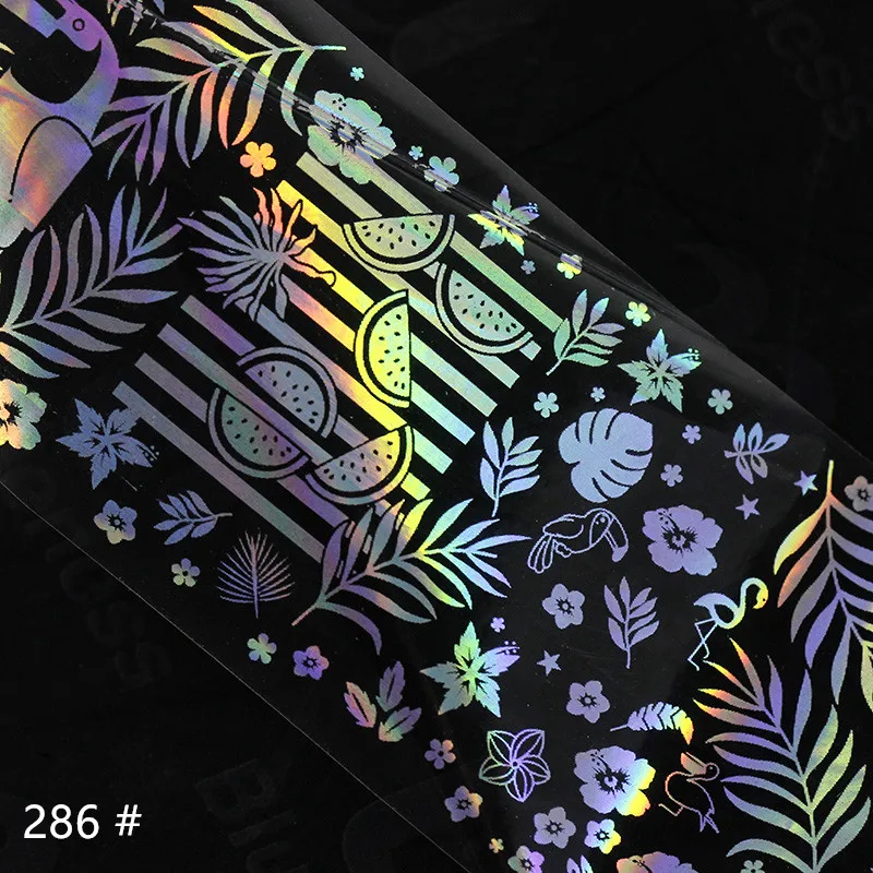 Голографическое искусство ногтей Фольга переводная наклейка 4*100 см Dream Catch Horse FloralNail Designs Сделай Сам оберточная бумага фольга s дизайн ногтей украшение - Цвет: 286