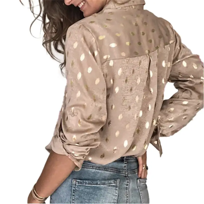 

Fashion Shirts Casual Long Sleeve Turn-Down Collar Tops Blouse