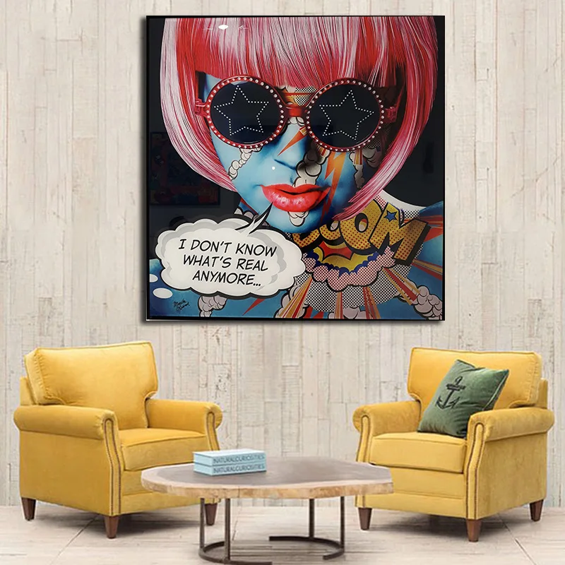 Граффити Девушка лицо холст картина постеры и печать креативные картины