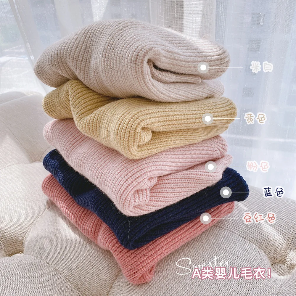 

Toddlers Solid Casual Basic Sweater Crewneck Kids Slouchy Soft Cotton Clothing Loose Knitting Pullover Baby Girls Sweater Tops