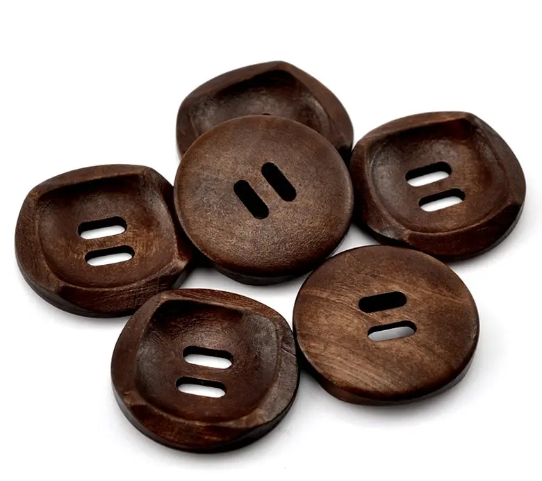 

50 PCs Coffee Color Wood Sewing Buttons For Coat Clothing Scrapbooking 2 Holes Round Buttons DIY Apparel Making 3cm(1 1/8") Dia