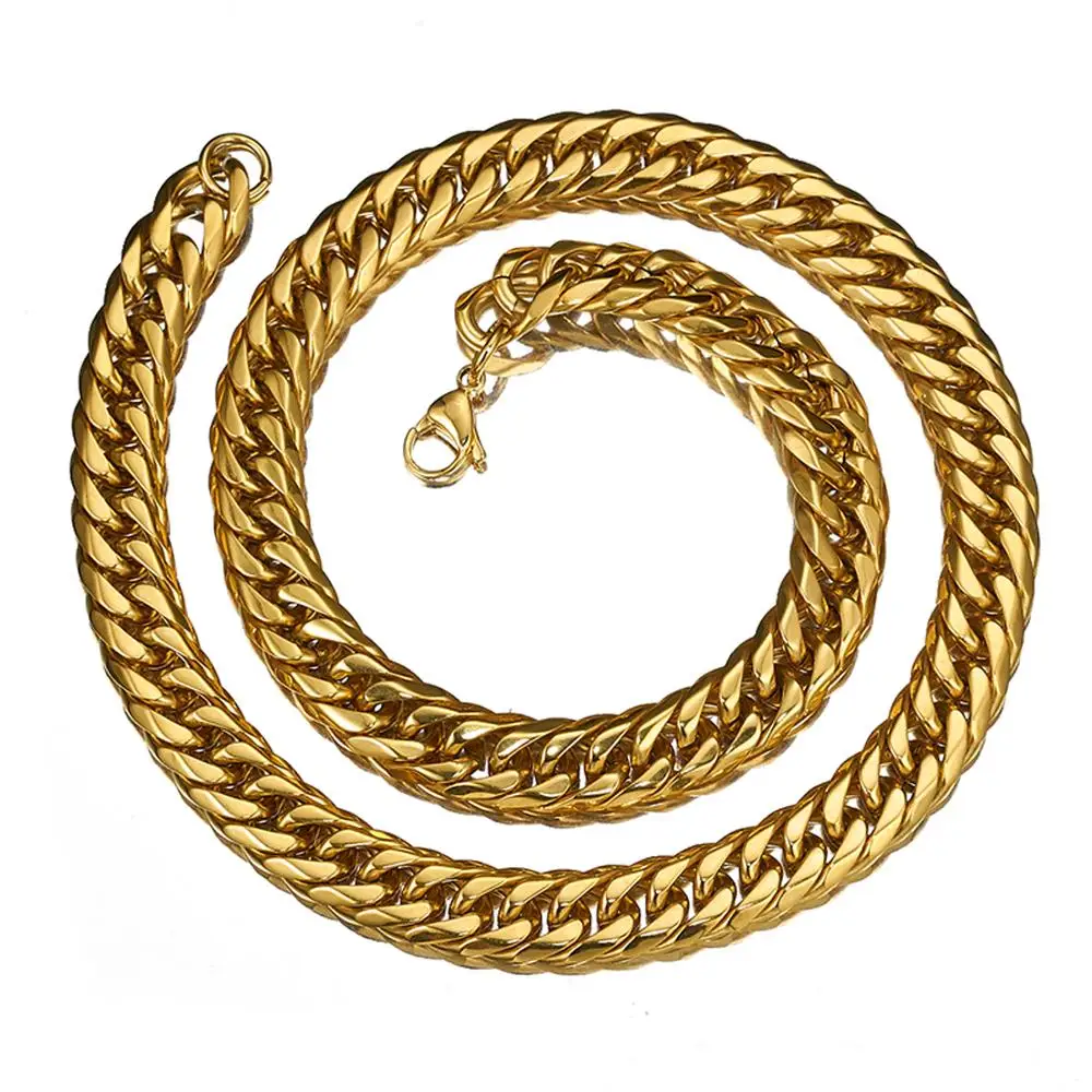 Новая очаровательная металлическая нержавеющая сталь золотой тон 16 мм кубинская