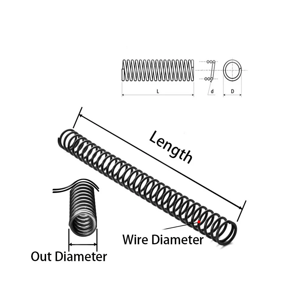 Стальная пружина компрессионного давления 1 шт. черный провод диаметром 2 мм 4 5 6