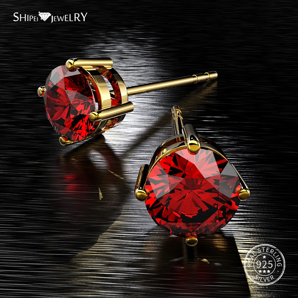 Женские и мужские серьги-гвоздики Shipei 100% Стерлинговое Серебро 925 пробы ювелирные