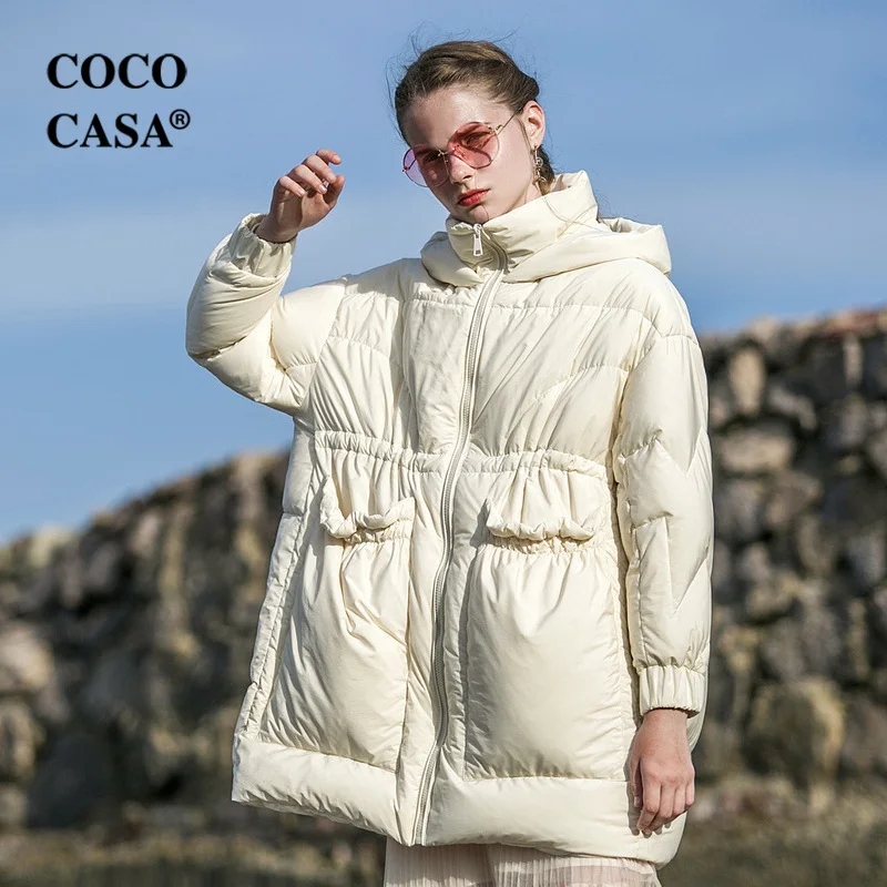 Зима Новое поступление женские милые свободные кокон Стиль больше обычного