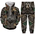 Новые камуфляжные охотничьи животные дикий кабан для мужчин и женщин модные крутые 3D принты модные толстовкиСвитшотбрюкиспортивный костюм Прямая поставка