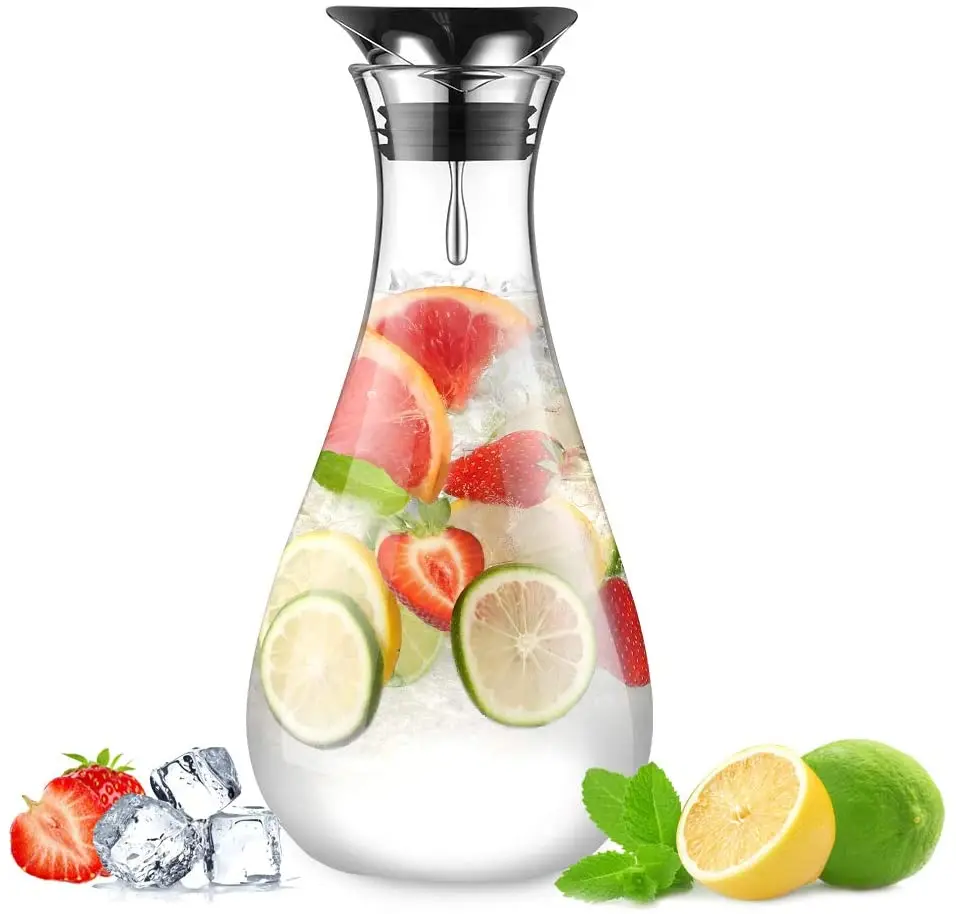 

Glastal 1.8L Cold Glass Water Bottle Jar Carbide Borosilicate Glass with Stainless Steel Lid Carafe Glass Large Capacity