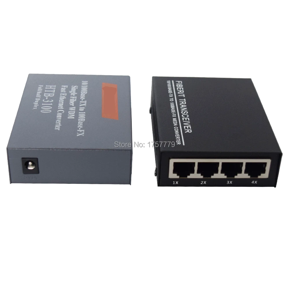 1 пара оптических волоконных медиа преобразователей 10/100M 4 RJ45 SC одноволоконных и
