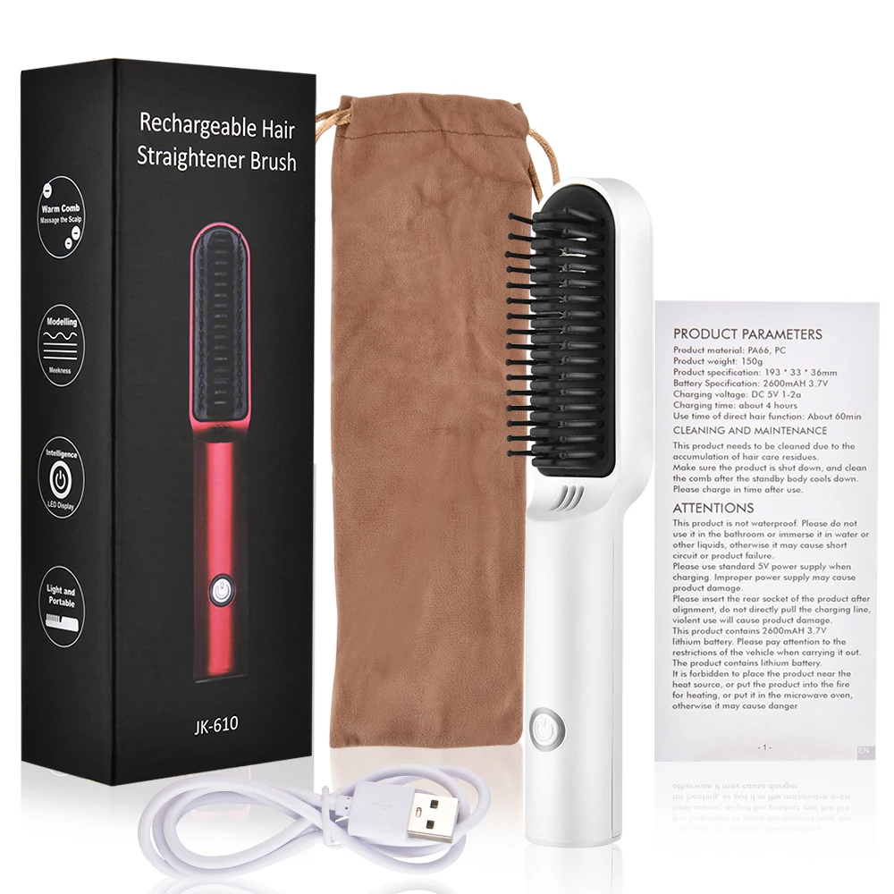 

Hair Straightener Ceramic Heating Hair Brush Hair Comb Rechargeable Electric Splint Magic Hair Styling Tool