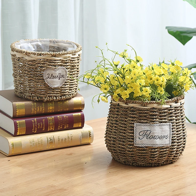 Плетеная корзина для цветов ручной работы плетеная белья плетеный органайзер