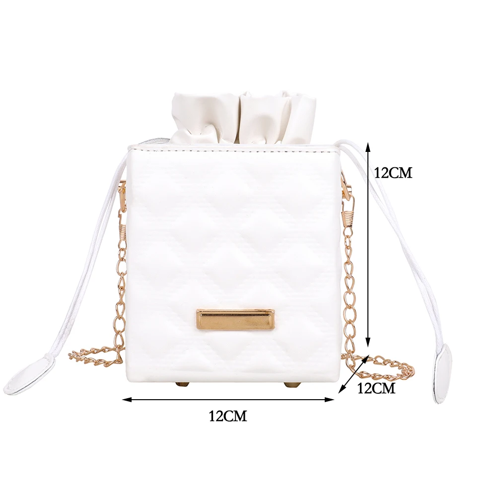 

Fashion Square Box Crossbody Bags Women PU Leather Pearl Chain Mini Shoulder Purse Drawstring Female Sling Messenger Totes New