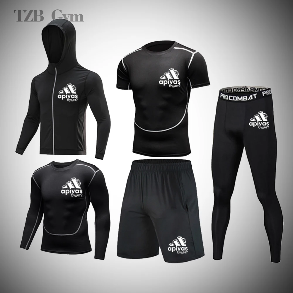

Спортивная одежда Rashguard, мужской костюм для бега, бега, фитнеса, компрессионная Мужская футболка, боксерские колготки дзюдо, баскетбольные т...