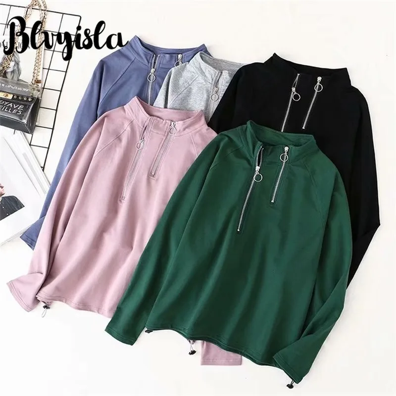 

5XL Asia Oversize Solid Color Double Zipper Up Round Neck Sweatshirt Young Lady Plus Size Loose Thin Hoodies Autumn Short Tops