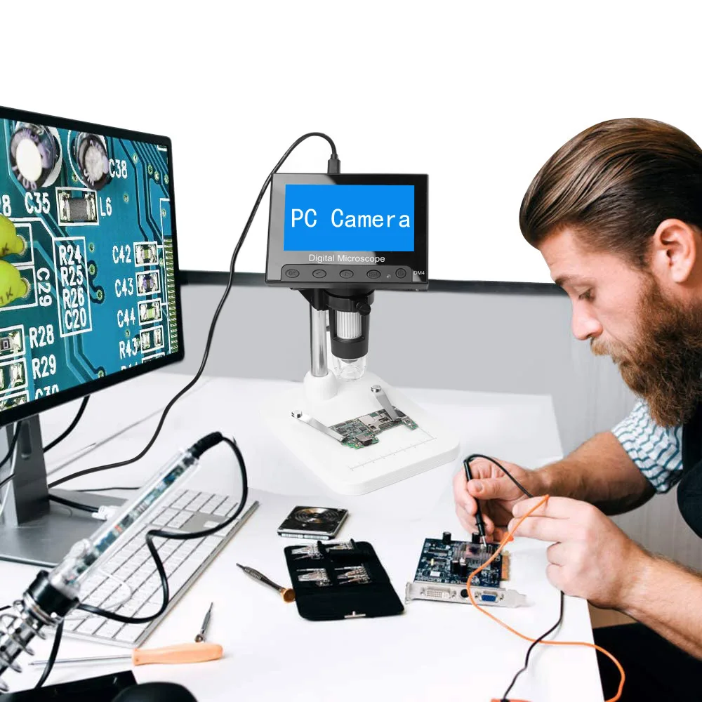 4 3 дюймовый цифровой usb микроскоп с ЖК экраном запись эндоскопа увеличением 1000X